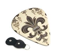 Fleur-De-Lis And Coat Arms Knight 6 Pack Guitar Picks With Holder, Personalized Guitar Plectrums Non-Slip Portable Ukulele Bass Picks 0.96mm For Acoustic Guitar Lovers Gifts