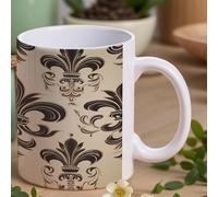 Fleur-de-Lis And Coat Arms Knight Coffee Mugs Ceramic Camper Mug White Coffee Cup with Handles Personalized Tazas Para Sublimacion Novelty Water Cups Tea Mug Gifts for Home Office Party 11 Oz