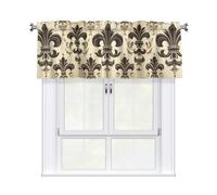 Fleur-de-Lis and Coat Arms Knight Curtain Valance for Windows,Kitchen Window Curtains Blackout Drapes Window Treatments Decorative Rod Pocket Short Curtain for Living Room Bedroom,54" W x 18" L