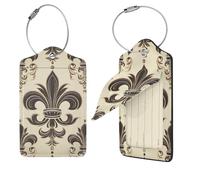 Fleur-de-Lis and Coat Arms Knight Luggage Tag for Suitcase PU Leather Suitcase Tag with Stainless Steel Loop and Address Card Baggage Tags Cute Bag Name Travel Tags ID Labels for Women Men 1 PC