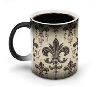 Fleur-de-Lis And Coat Arms Knight Morphing Mug 12 Oz Personalized Coffee Mugs Novelty Color Changing Mugs Funny Heat Sensitive Clue Mug Custom Double Sided Ceramic Cup for Men & Women Gifts