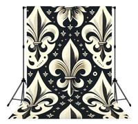 Fleur-De-Lis-Black-White 5x7ft Photography Backdrop, Photo Background With Rod Pocket, Foldable Studio Backdrop For Birthday, Wedding, Party Decoration