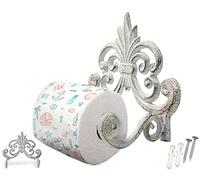 Fleur De Lis Cast Iron Toilet Paper Roll holder - Cast Iron Wall Mounted Toilet Tissue Holder - European Vintage Design - 17.2 x 16 x 10.8 cm- With Screws And Anchors by Comfify (Antique White)