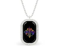 Fleur De Lis Colorful Custom Photo Necklace Personalized Picture Pendant Memory Jewelry for Women