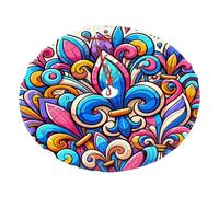 Fleur-De-Lis-Colorful Plush Christmas Tree Skirt, Soft Flannel Christmas Tree Decoration with Red String Ties, Easy to Install Holiday Ornament for Xmas