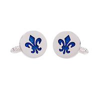 Fleur De Lis Design Blue Cufflinks in Gift Box - Onyx-Art London CK908