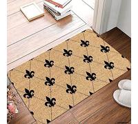 Fleur De Lis Diamond Lattice Coir Doormat, Classic Ornate Front Door Rug (16x24in (40x60cm))