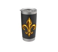 Fleur-De-Lis Emblem with Regal French Style Art Stainless Steel Insulated Tumbler