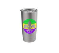 Fleur-De-Lis in Mardi Gras Colors Circle Stainless Steel Insulated Tumbler