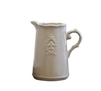 Fleur De Lis Jug Vase Ceramic French Country Shabby Chic Pitcher Decor (Grey)