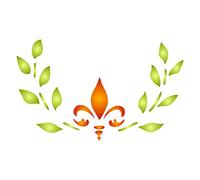 Fleur De Lis & Laurel Stencil - 19 x 11.5cm - Reusable Iris Sword Lily Fleur-de-lis Fleur-de-LYS Wall Stencil Template