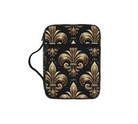 Fleur-De-Lis-Luxury Bible Cover Case with Handle, Water-Resistant Oxford Fabric Bible Bag Organizer with Zipper Pockets for Church