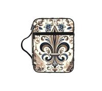 Fleur-De-Lis-Paris Bible Cover Case with Handle, Water-Resistant Oxford Fabric Bible Bag Organizer with Zipper Pockets for Church