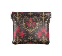 Fleur-de-lis Red Black Women Leather Coin Purse Portable Cash Coin Purse for Men Women Travel