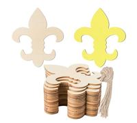 Fleur De Lis Shape Wood Wall Art Unfinished Ornaments for Mardi Gras Christmas Wedding Birthday Party Decoration Home Door Wall Decorations 20 Pack