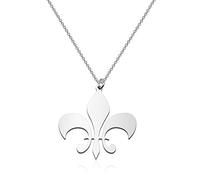 Fleur de Lis Symbol Pendant Stainless Steel Jewelry Lily Necklace Flower de Luce Emblem Amulet Talisman Charm Sign Medallion (Flower de Luce N EU)