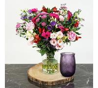 Fleur De Luxe Lady Penelope Fresh Flower Bouquet With Vase, Romantic Mixed Roses And Seasonal Blooms, Hand Tied Gift For Valentines Day, Anniversary And Birthday, Home Decor Arrangement