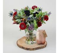 Fleur De Luxe Midnight Embrace Fresh Flower Bouquet With Vase, Romantic Mixed Roses And Seasonal Blooms, Hand Tied Valentines Day Gift For Her Him, UK Delivery