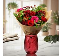 Fleur De Luxe Mulberry Bloom Fresh Flower Bouquet Gift Box With Vase, Romantic Valentine’s Day Flowers, Hand Tied Mixed Seasonal Blooms, Elegant Home Décor Arrangement For Her Or Him