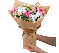 Fleur De Luxe Strawberries and Cream Bouquet Gift Box - Hand-Tied Pink Carnations Roses Chrysanthemums Eucalyptus for Birthdays Anniversaries