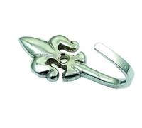 Fleur De Lys Curtain Tieback Hooks - Pair of Silver Window Drape Hold Back Polish Chrome Finish