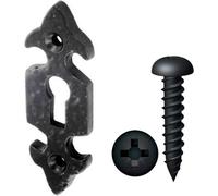 Fleur-De-Lys Open Door Escutcheon Plate, 75mm X 25mm, Antique Black Cast Iron - 1 Pack For Traditional Doors