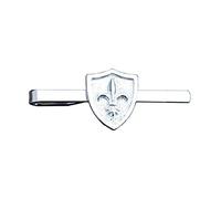 Fleur de Lys Tie Clip on Shield, French Artisan Made in Pewter, William Sturt from Jumilhac Pewters.