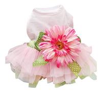 Fleur du Soleil Pink Pet Dog Flower Gauze Tutu Dress Skirt Puppy Cat Bowknot Princess Clothes S Elegant and Popular Durable Design