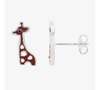 Fleur Kids Sterling Silver Brown Enamel Giraffe Stud Earrings AZE257704