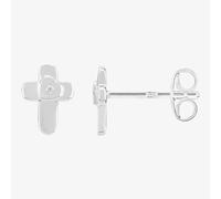Fleur Kids Sterling Silver Cubic Zirconia Cross Stud Earrings AZE041404