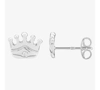 Fleur Kids Sterling Silver Cubic Zirconia Crown Stud Earrings AZE030304