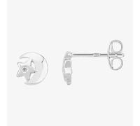 Fleur Kids Sterling Silver Cubic Zirconia Moon And Star Stud Earrings AZE116404