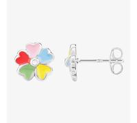 Fleur Kids Sterling Silver Multicolour Enamel Flower Stud Earrings AZE283504