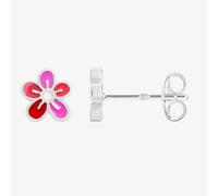 Fleur Kids Sterling Silver Pink And Red Enamel Flower Stud Earrings AZE212804