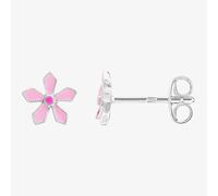Fleur Kids Sterling Silver Pink Enamel Flower Stud Earrings AZE087804