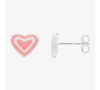 Fleur Kids Sterling Silver Pink Enamel Heart Stud Earrings AZE100004