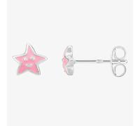 Fleur Kids Sterling Silver Pink Enamel Star Stud Earrings AZE147704
