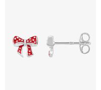 Fleur Kids Sterling Silver Red Enamel Bow Stud Earrings AZE145904