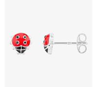 Fleur Kids Sterling Silver Red Enamel Ladybird Stud Earrings AZE231704