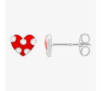 Fleur Kids Sterling Silver Red Enamel Polka Dot Heart Stud Earrings AZE143704