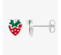 Fleur Kids Sterling Silver Red Enamel Strawberry Stud Earrings AZE026404