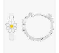 Fleur Kids Sterling Silver White Flower Hoop Earrings AVE003304