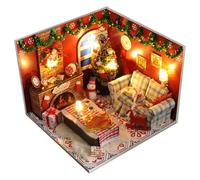Flever Dollhouse Miniature DIY House Kit Creative Room with Furniture and Glass Cover for Romantic Artwork Gift(Dreamlink of Christmas)