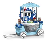 Flex 40 pcs Educational Dentist Trolley Playset 4 in 1 Convertible Dentist Trolley for 3+ Years Old Pretend Dental instruments Tooth Model Syringe Mobile Pretend Dental Cart Station Toy Gift Boy Girl