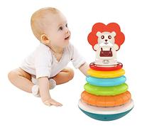 Flex Baby Stacking Rings Toy with Wobble Self-Righting Base, 5 Colourful Ringl Lion Face, Infant Toddler Learning Toy Colour Recognition, Hand-Eye Coordination, Sensory Development Gift for Baby