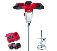 Flex Battery 2-Speed Stirrer MXE 18.0-EC/5.0 Set + WR2 120 (with 2 Batteries 5.0 Ah + Charger, brushless Motor, Tool Holder M14, max. Mixing Basket Diameter 120 mm) 495972