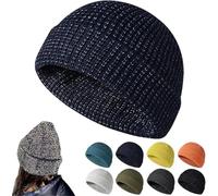 Flex Beanie 2.0 - Unisex,Weflexus Reflective Beanie,Flex Beanie Reflective Hat,Warm Knitted Night Running Walking Reflective Hat,High Visibility Warm Winter Soft Knit Cuffed Beanie Hat Cap (Navy)
