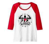 Flex Boyfriend: Muscle Man for Fitness Enthusiasts Raglan Baseball Tee, Women, Red/White, M