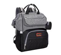 Flex Changing Bag Backpack, Large Nappy Back Pack Multifunction Baby Bags with Portable Changing Mat, Pacifier Holder, and Stroller Straps, for Mom and Dad Black Grey