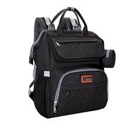 Flex Changing Bag Backpack, Large Nappy Back Pack Multifunction Baby Bags with Portable Changing Mat, Pacifier Holder, and Stroller Straps, for Mom and Dad Black